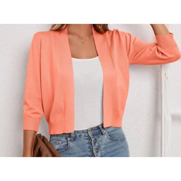 Peach Open Front Cardigan – Size L (New with Tags) - Picture 2 of 7